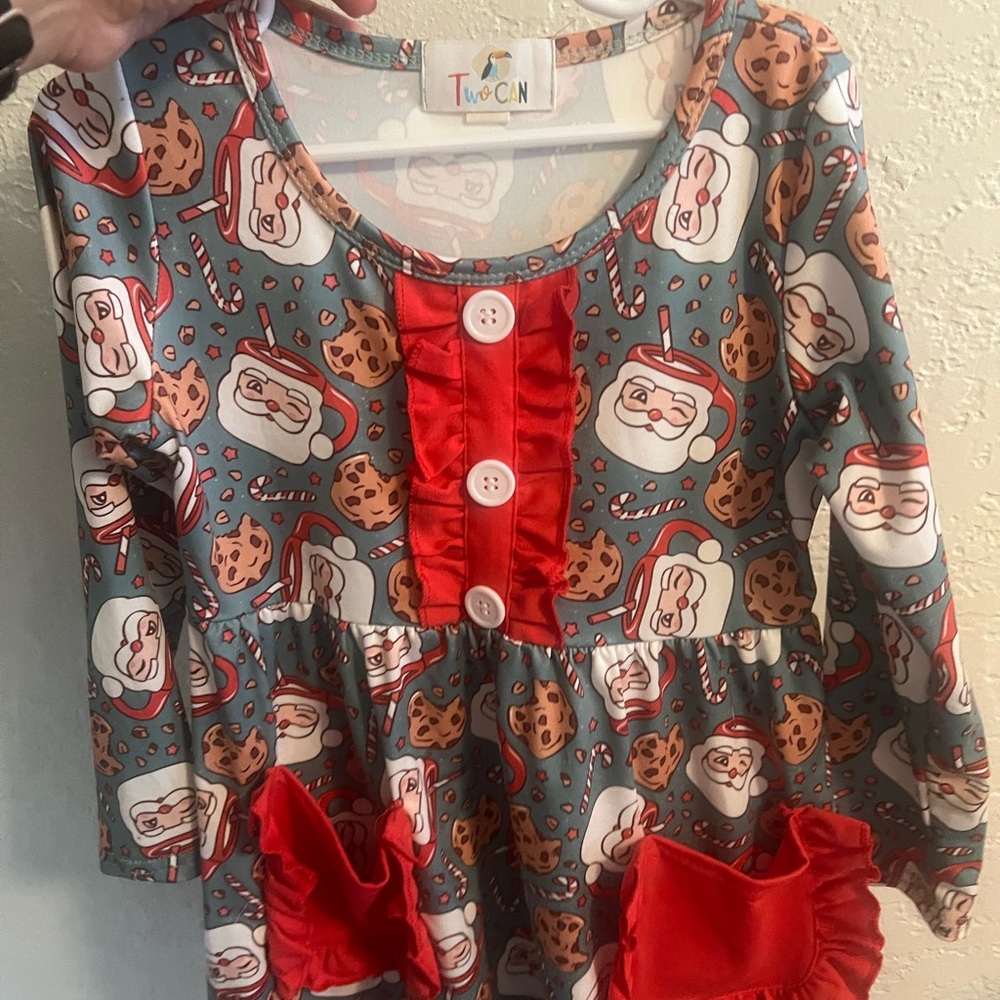 Kids Santa and Cookie Dress - Red and Blue